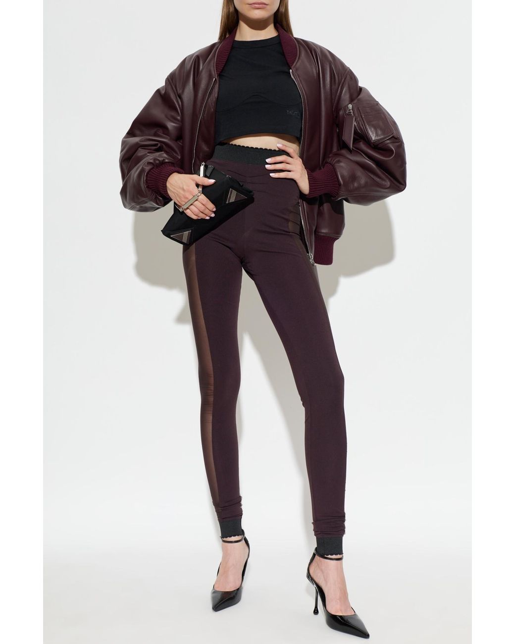The Attico Purple The Sheer Panel High-Waist Pants
