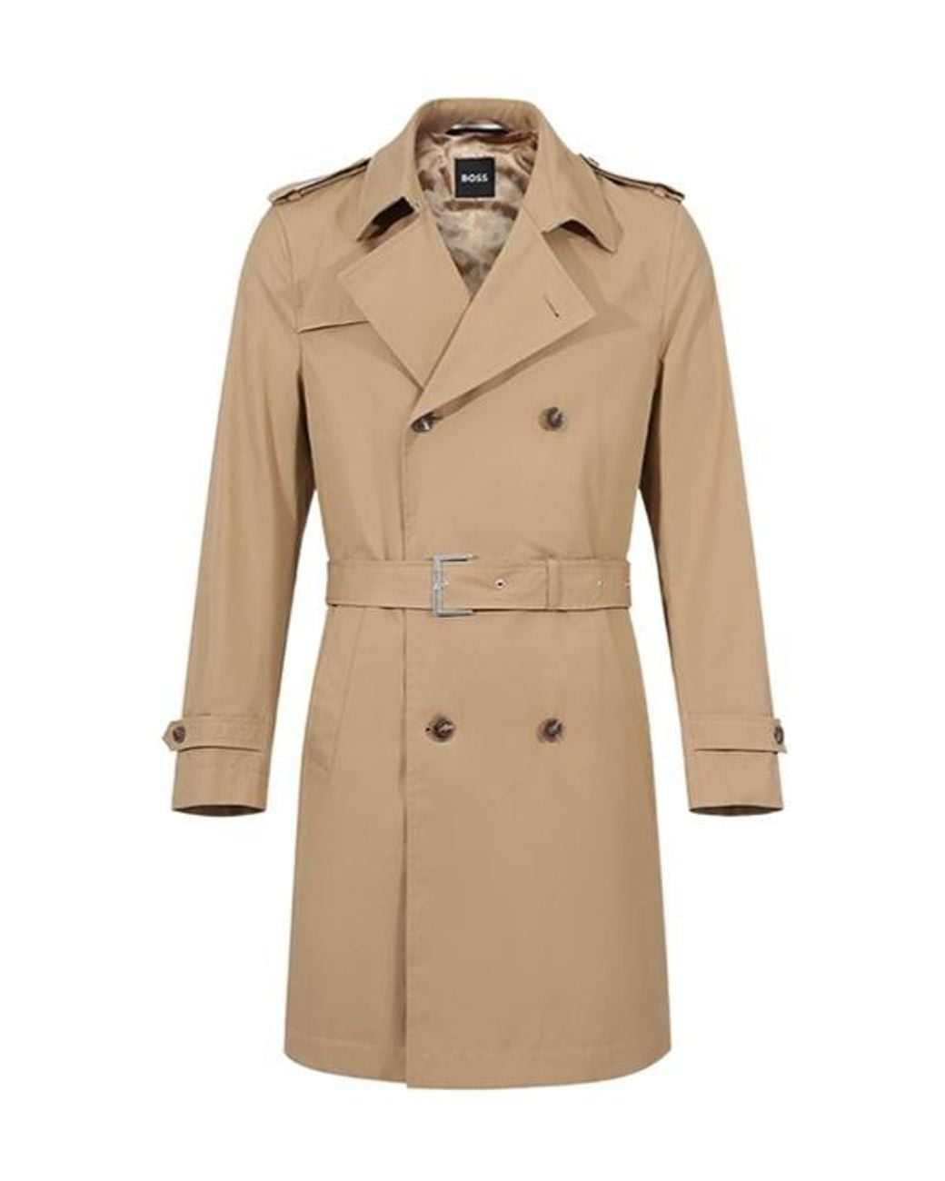 Boss Natural Double-Breasted Trench Coat for men