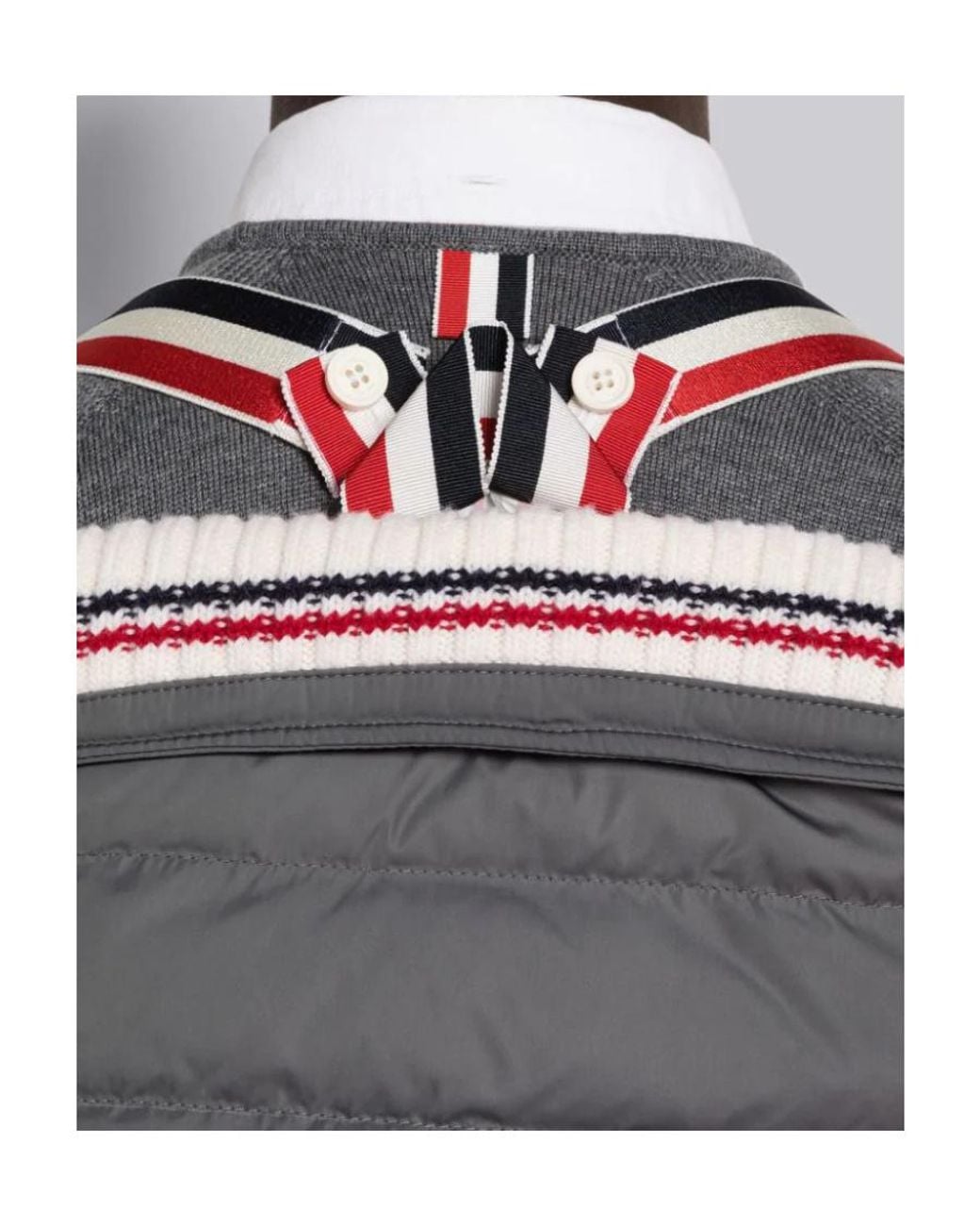 Thom Browne Gray Twill Down-Filled 4-Bar Ski Vest for men
