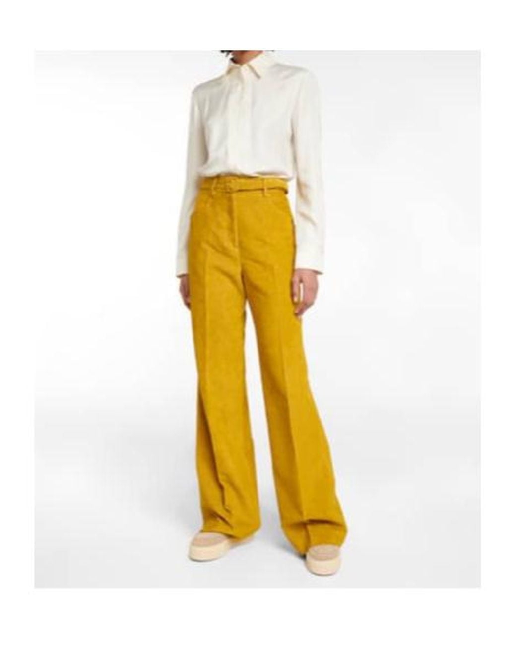 Gabriela Hearst Yellow Norman High-Rise Wide-Leg Pants