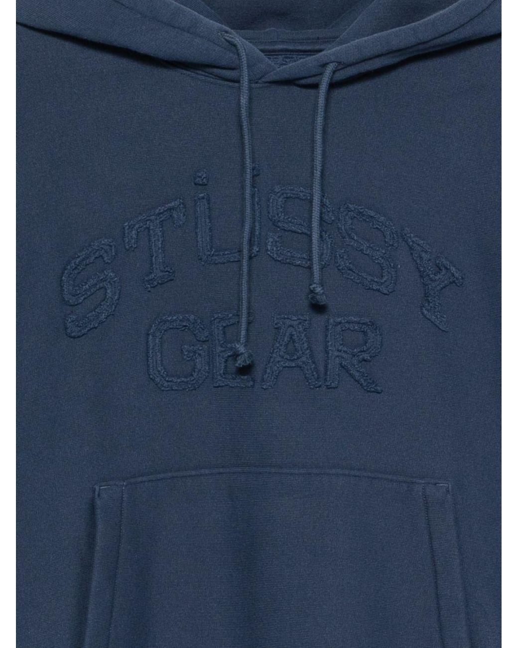 Stussy Blue Long-Sleeved Hooded Sweatshirt for men
