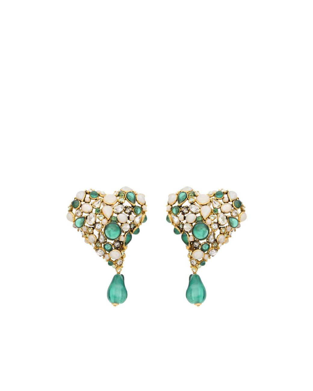 Saint Laurent Metallic Heart-Shaped Earrings