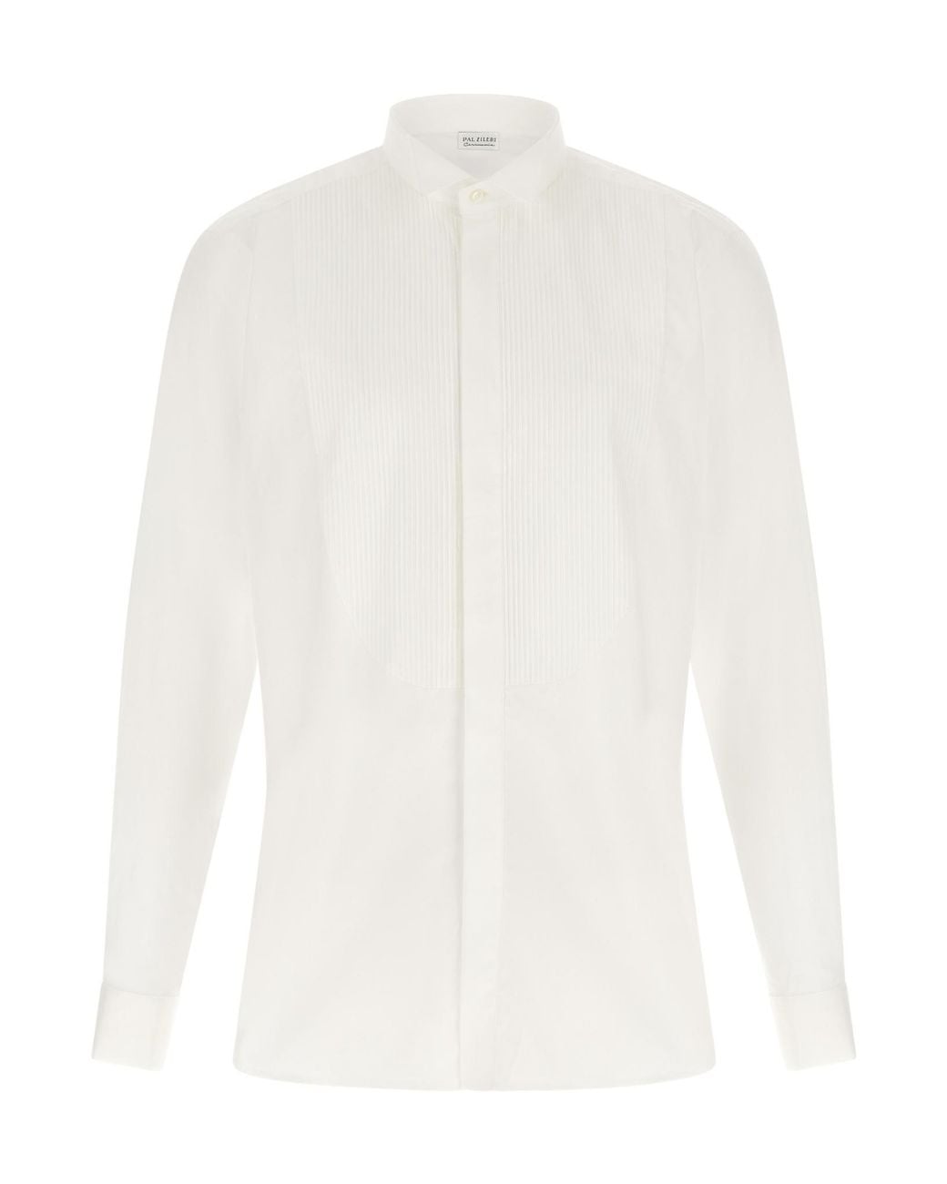 Pal Zileri White Ceremony Pleated Tuxedo Shirt for men