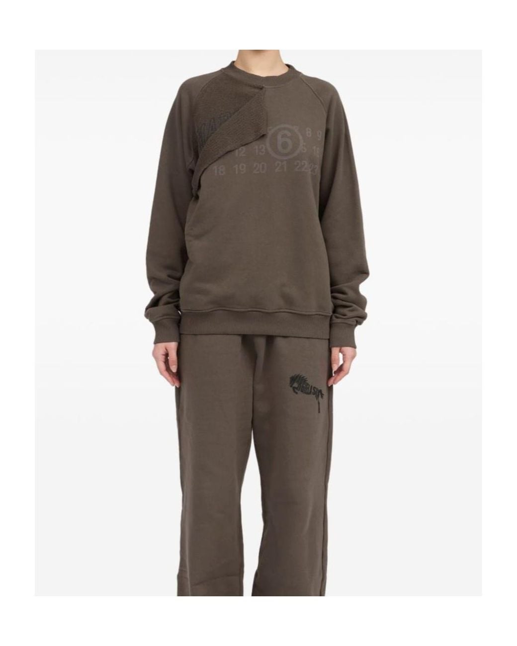 MM6 by Maison Margiela Gray Trompe L'Oeil Numeric-Print Crewneck Sweatshirt