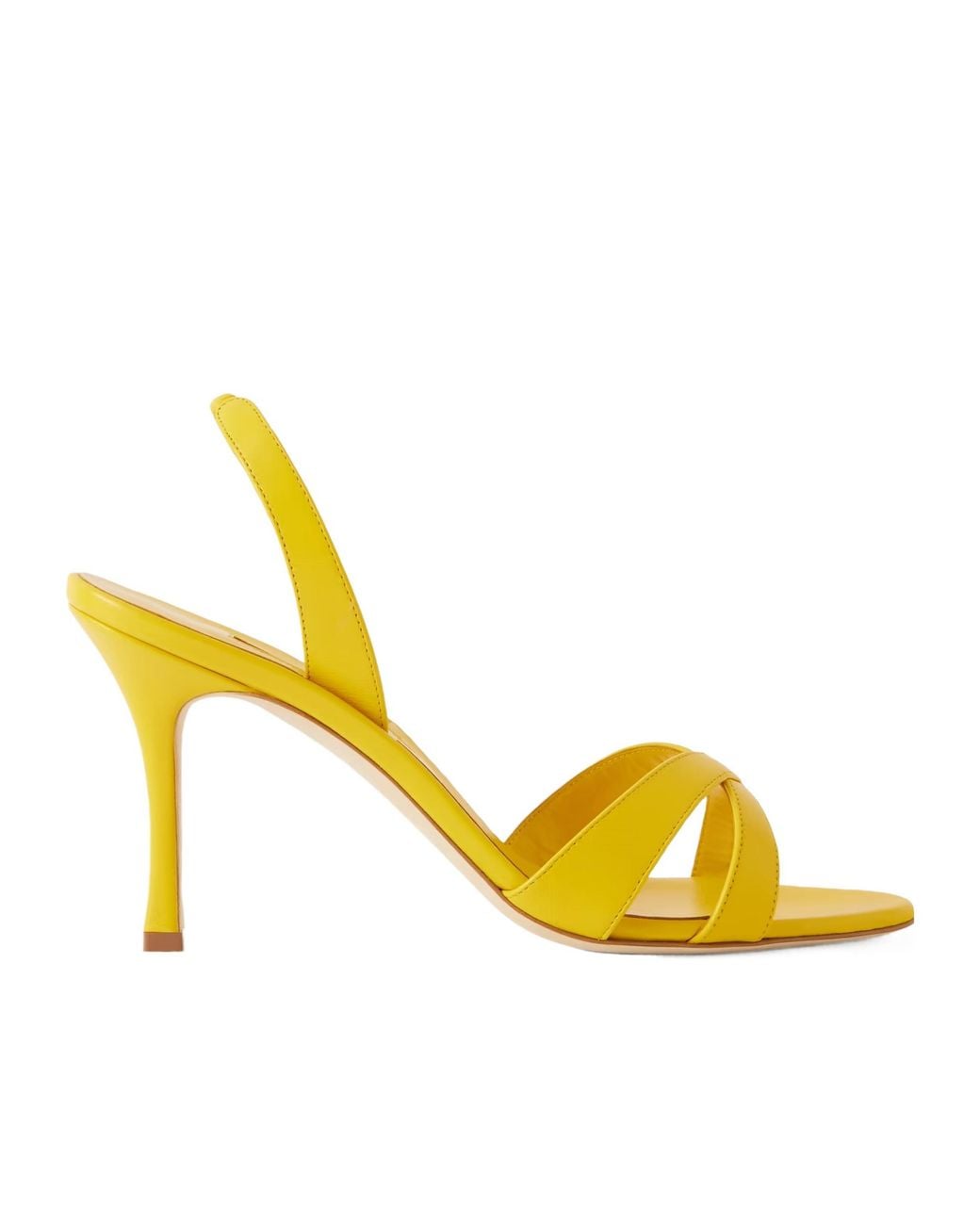 Manolo Blahnik Yellow Leather Slingback Sandals