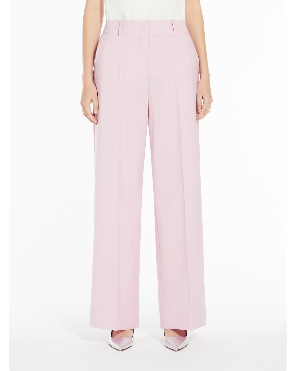 Weekend by Maxmara Pink Wool Canvas Palazzo Trousers