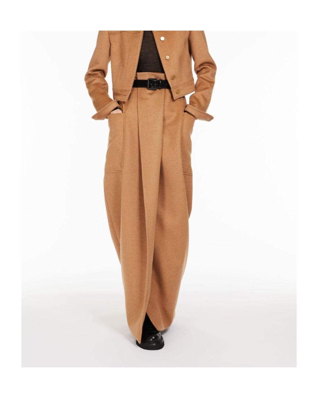 Max Mara Brown Patch-Pocket Straight Skirt
