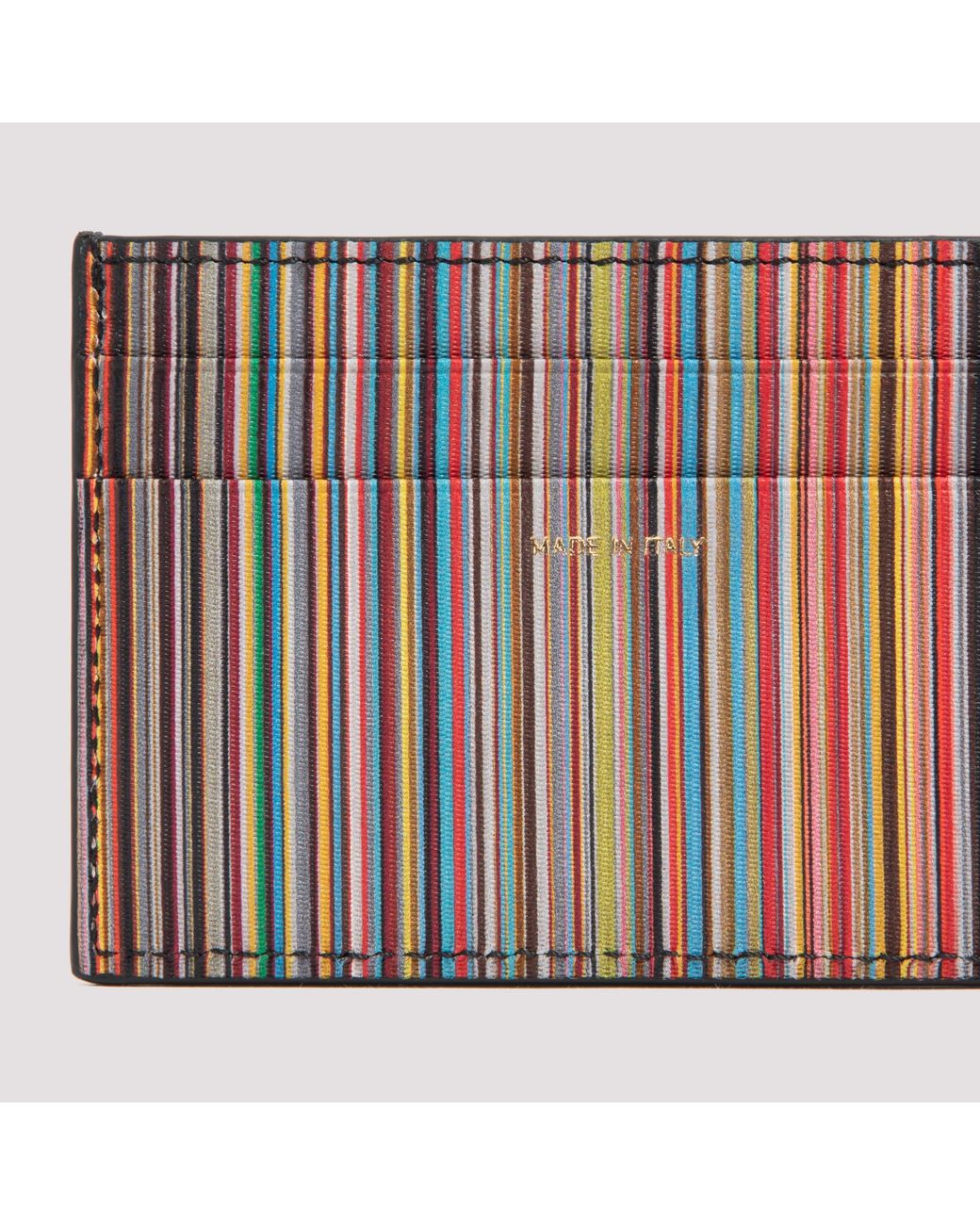Paul Smith Black Logo Embossed Striped Cardholder for men