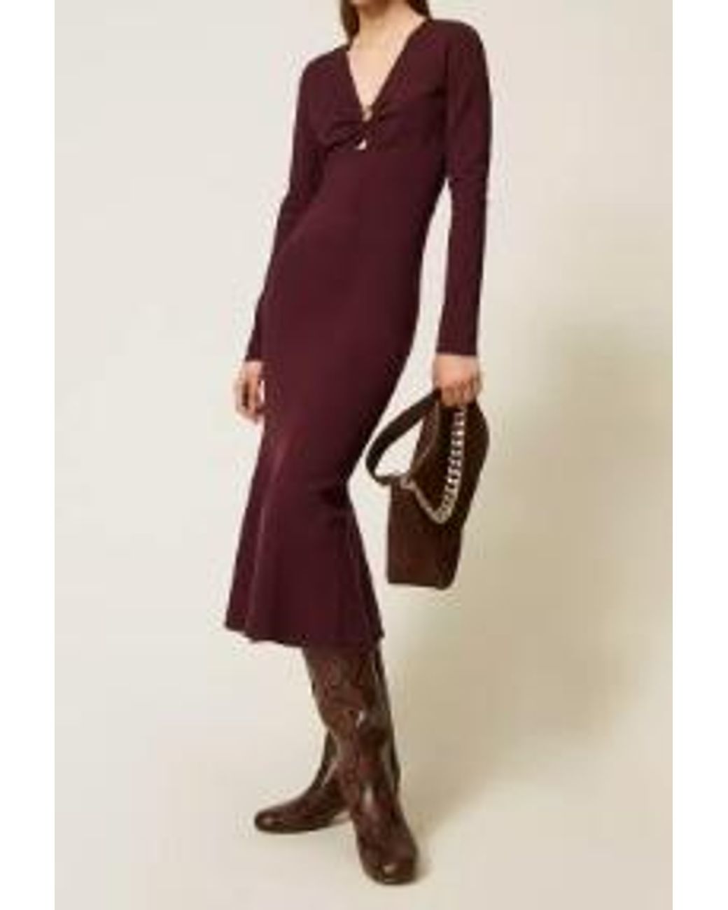 Twinset Red Oval T Knitted Midi Dress