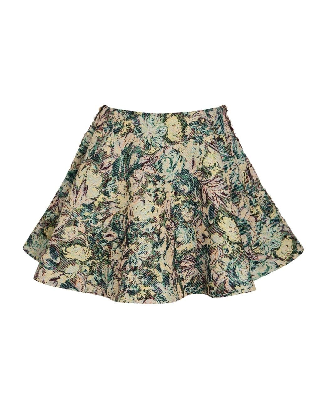 Ganni Green Tapestry Mini Circle Skirt