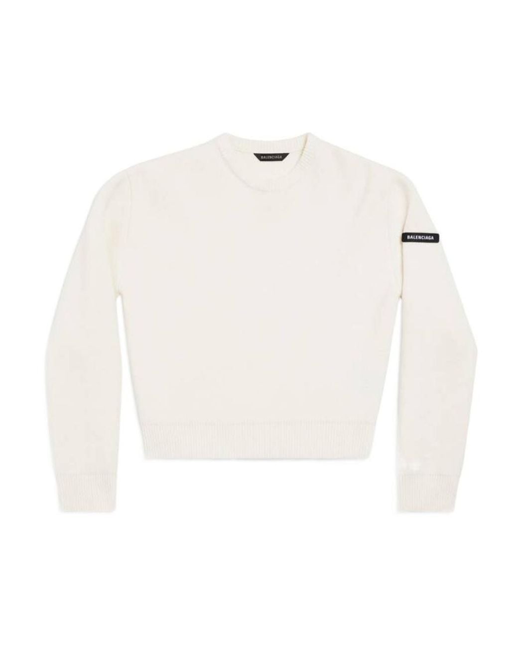 Balenciaga White Logo Patch Knitted Jumper