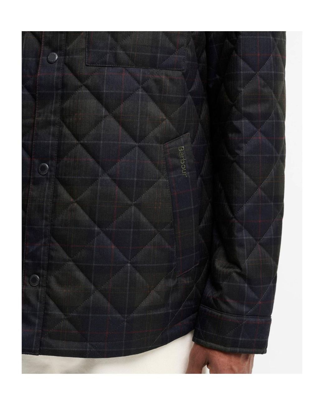 Barbour Black Quilted Tartan-Print Jacket for men