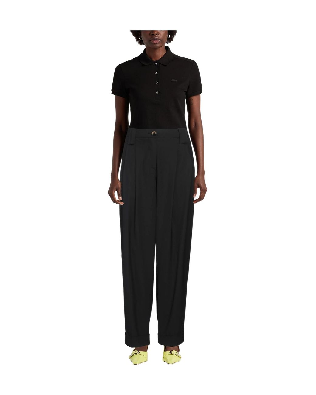 Ganni Black Solid Color Tapered Dress Pants