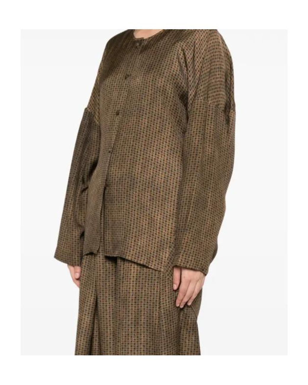 Uma Wang Brown Geometric Pattern Top