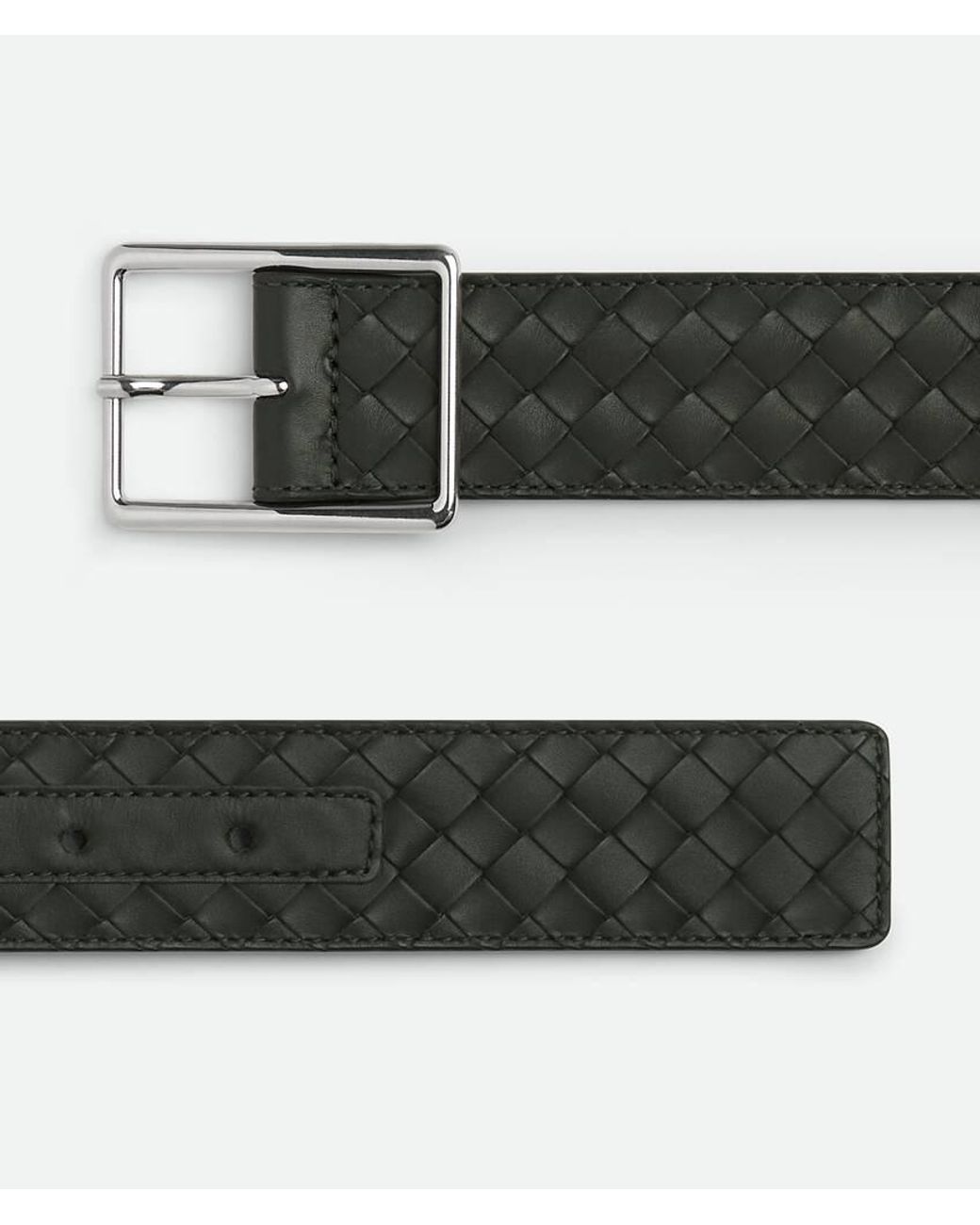Bottega Veneta Black Intrecciato Piccolo Buckled Belt for men