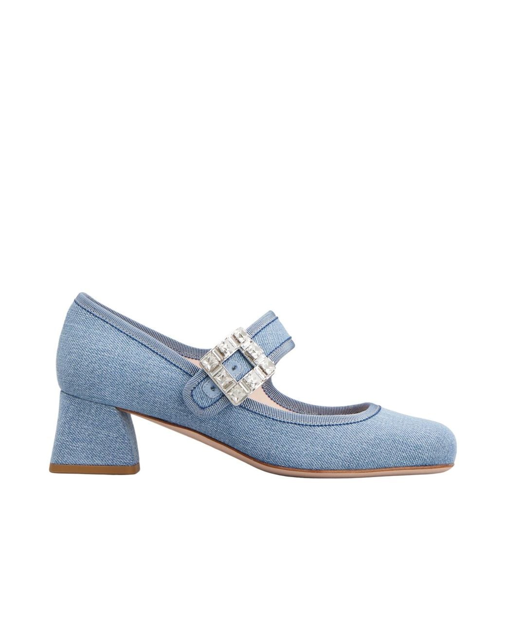 Roger Vivier Blue Très Vivier Strass Buckle Babies Pumps