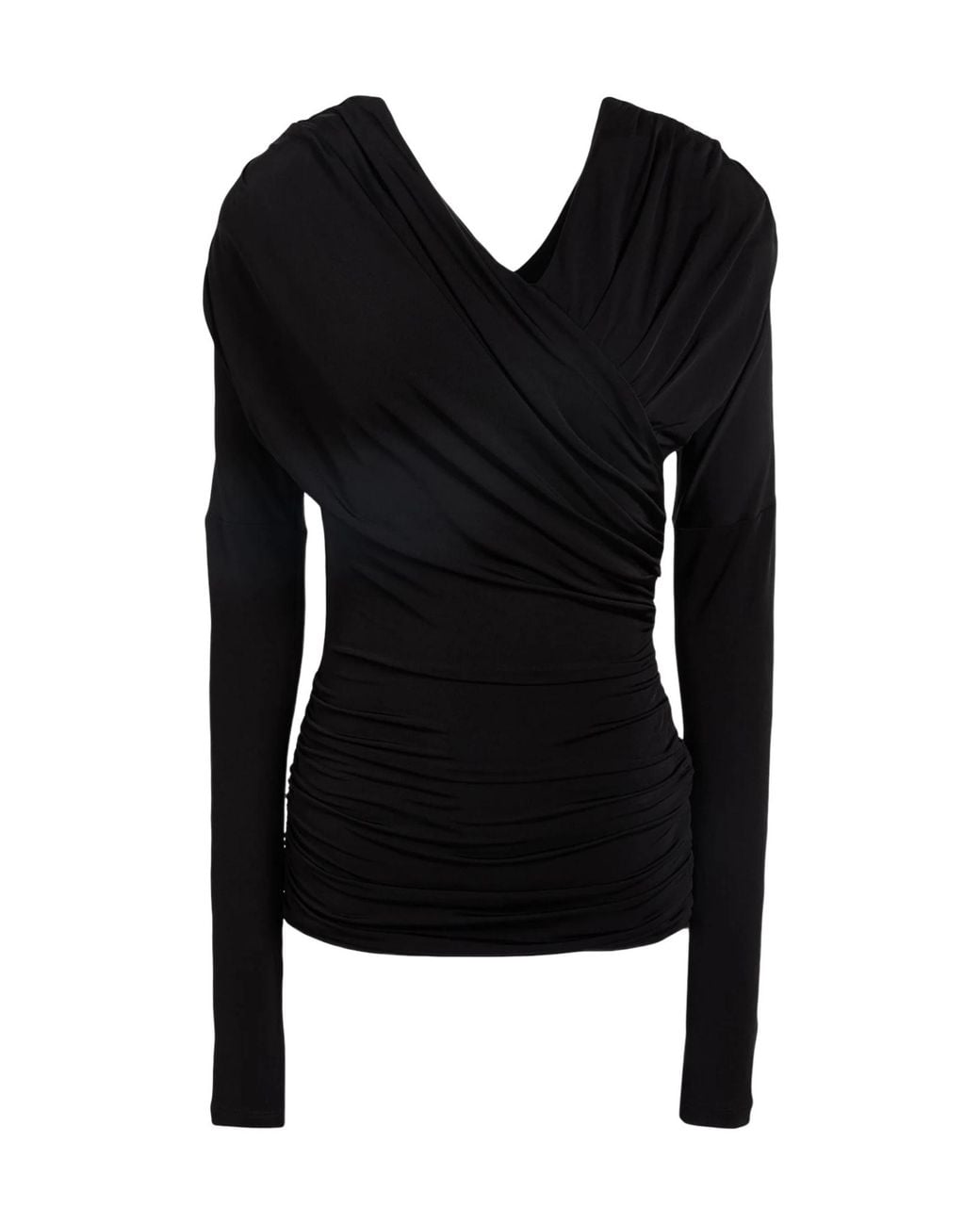 Ganni Black Solid Long-Sleeve Stretch Top