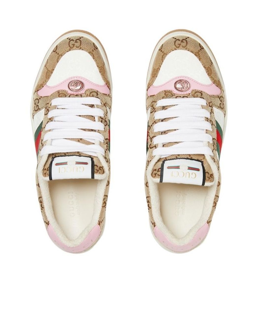 Gucci Pink Screener Panelled Low-Top Sneakers
