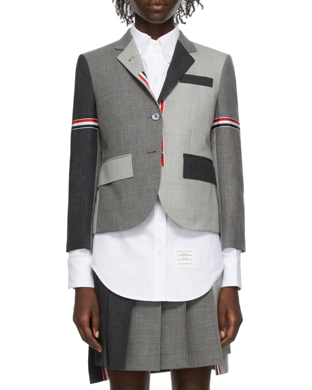 Thom Browne Gray Fun-Mix Panelled Blazer