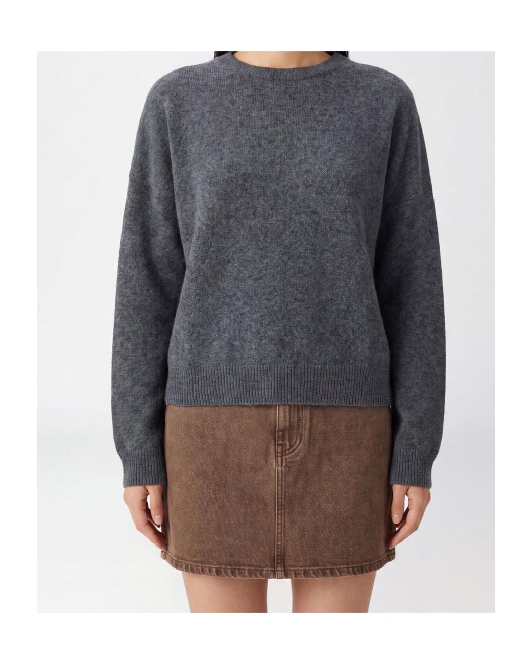 Loulou de Saison Gray Ribbed Crew Neck Sweater
