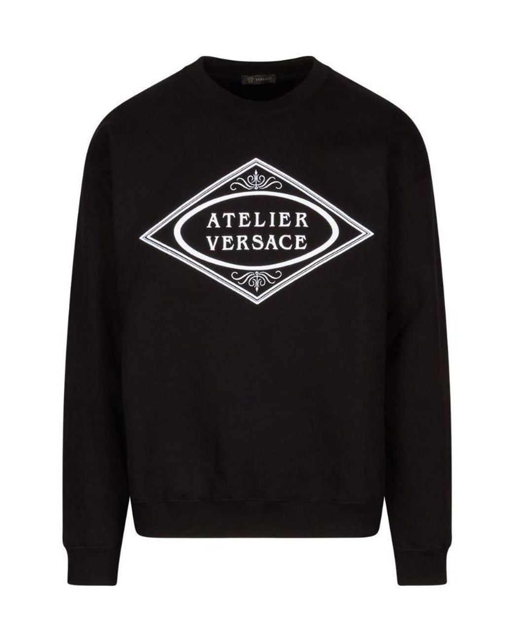 Versace Black Embroidered Slogan Sweatshirt for men