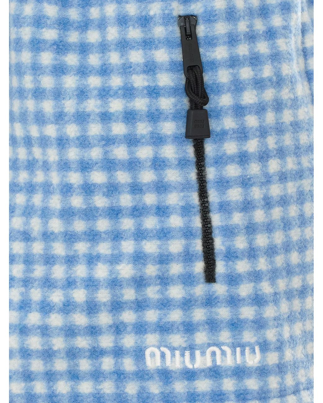 Miu Miu Blue Vichy Fleece Miniskirt