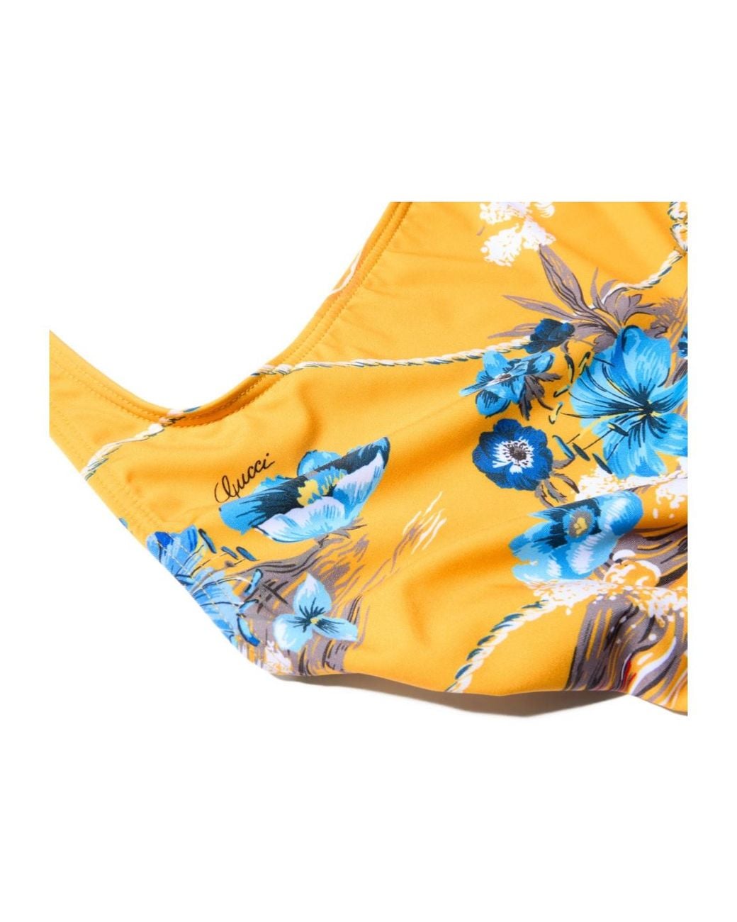 Gucci Yellow Printed Sparkling Jersey Swimsuit