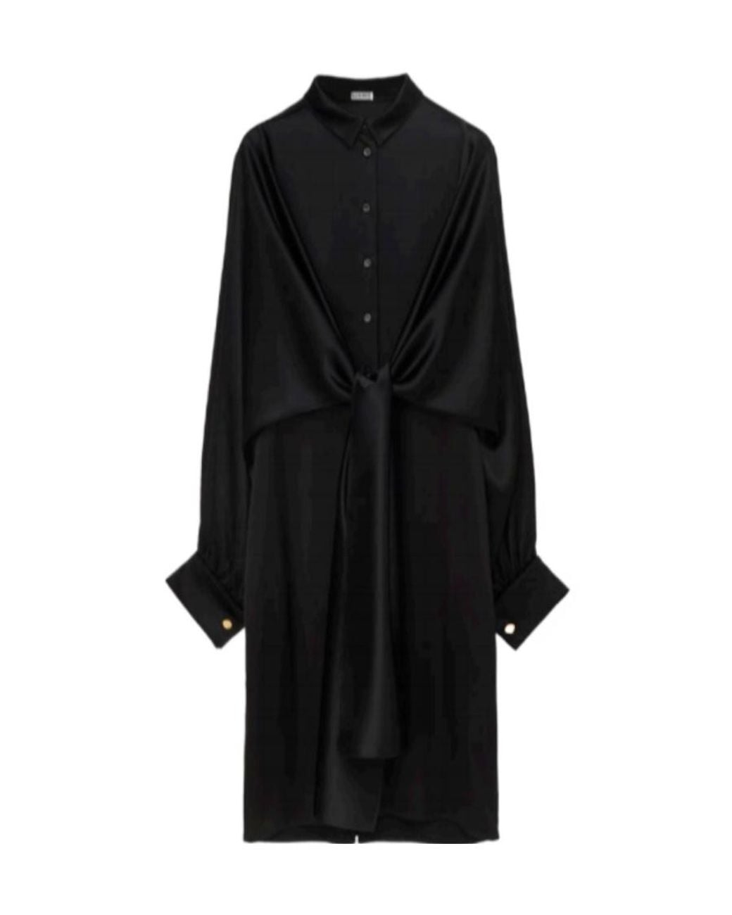 Loewe Black Draped Shirt Dress