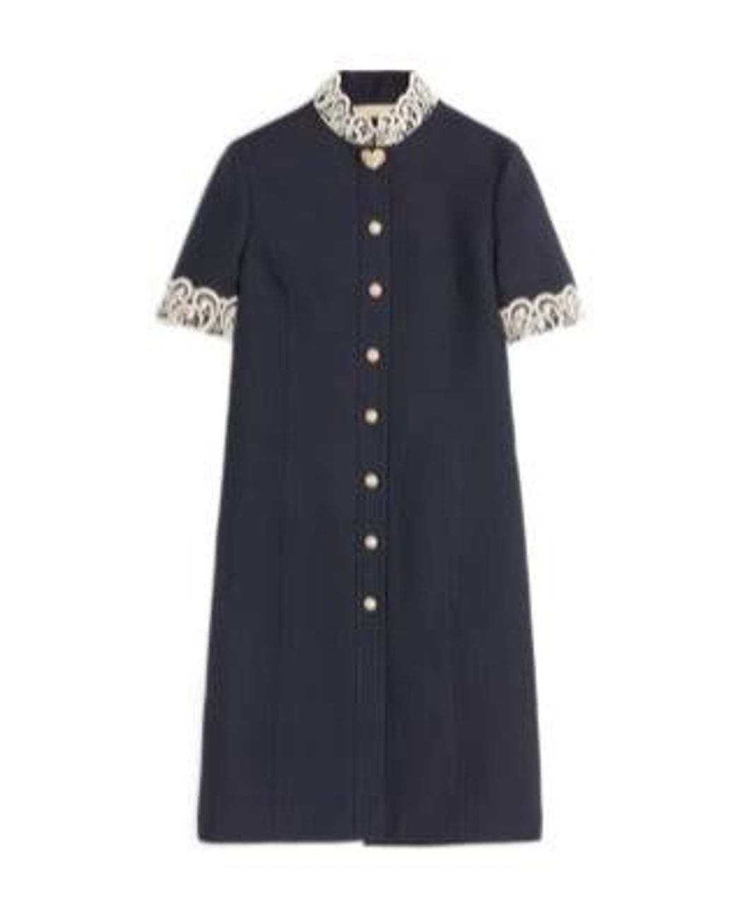 Valentino Blue Lace Detailed Button-Up Dress