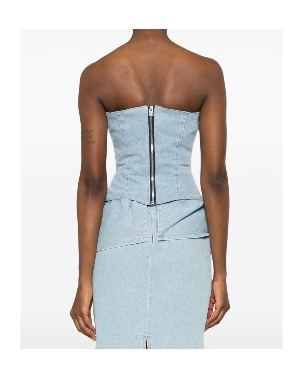 Magda Butrym Blue Ruffled Corset Top