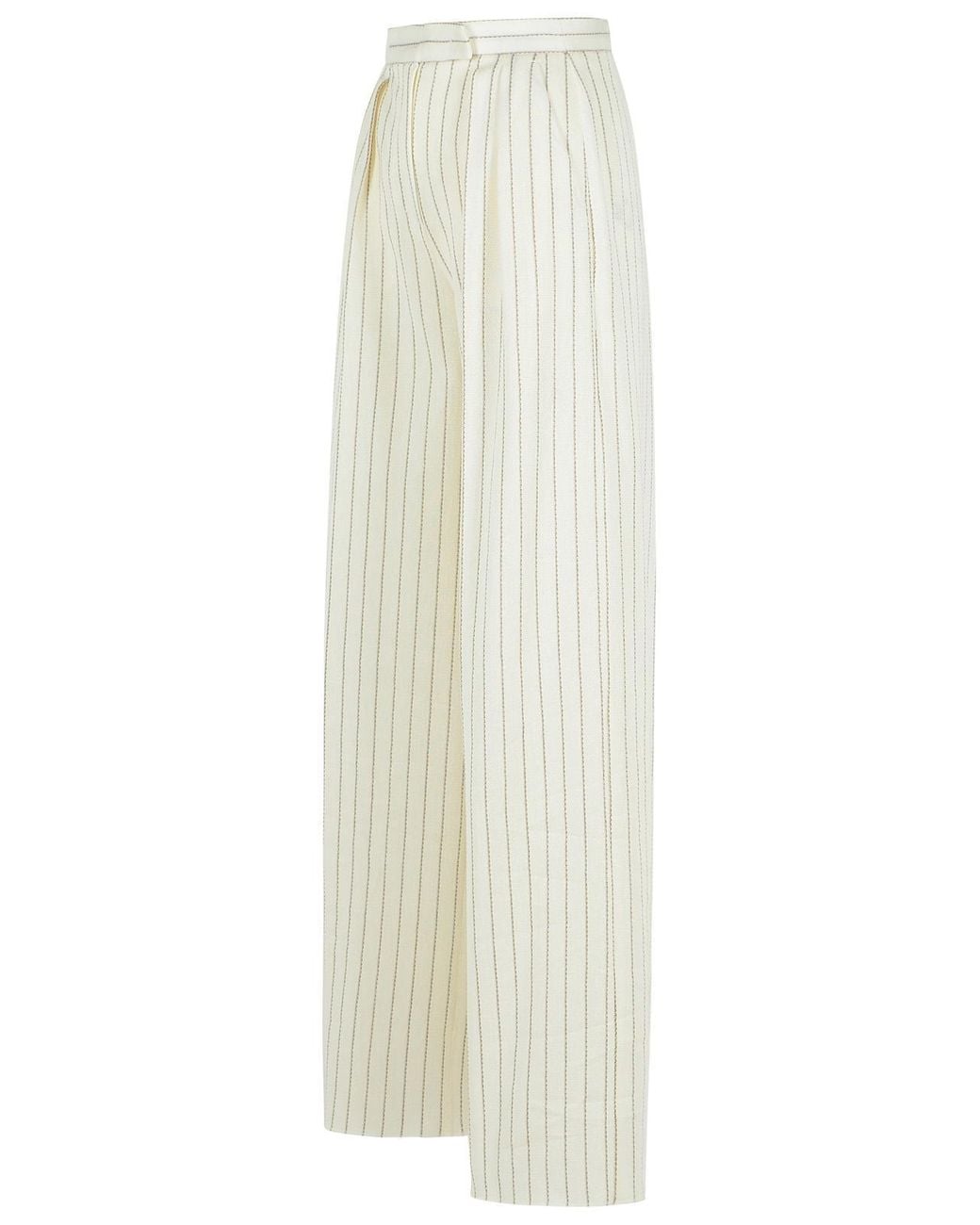 Max Mara White Clarion Striped Wide-Leg Trousers