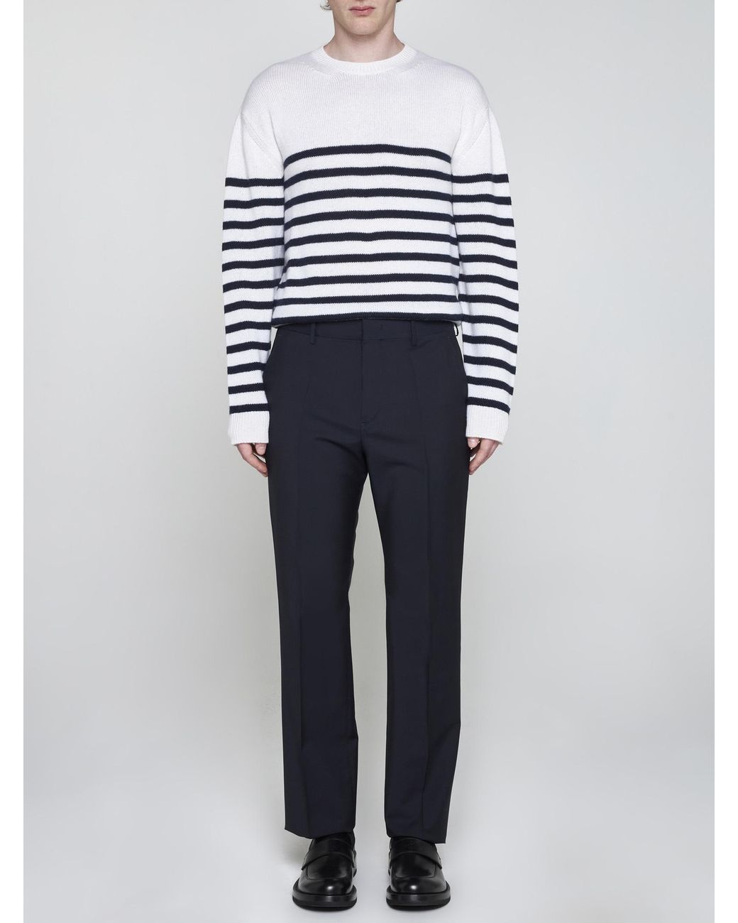 Valentino Blue Pleated Straight Leg Trousers for men