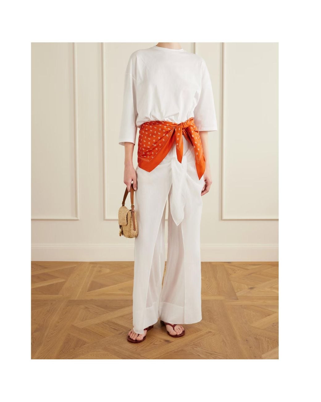 Christopher Esber White Bandana-Print Scarf-Detail T-Shirt