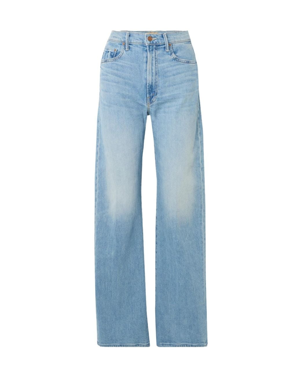 Mother Blue High-Rise Wide-Leg Jeans