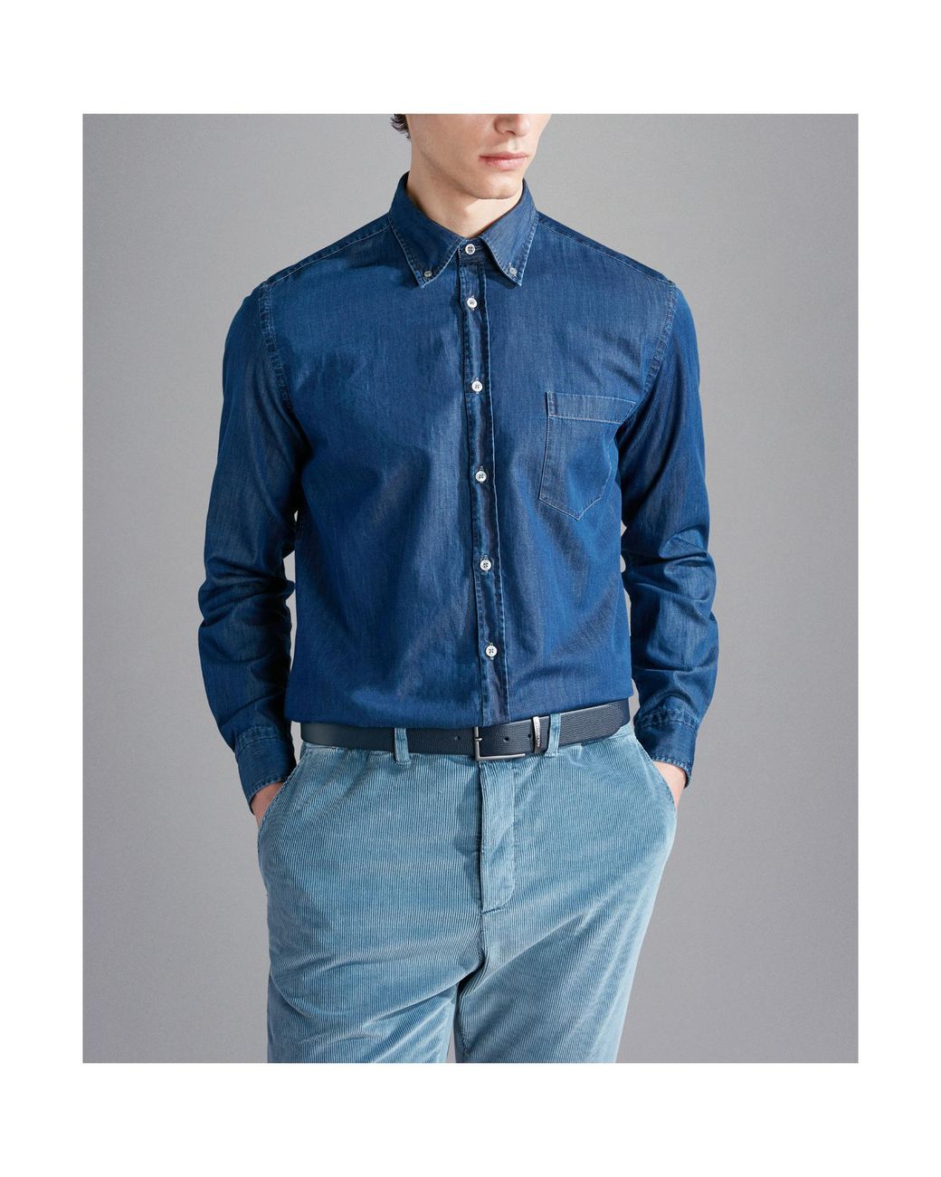 Paul & Shark Blue Long Sleeved Denim Shirt for men