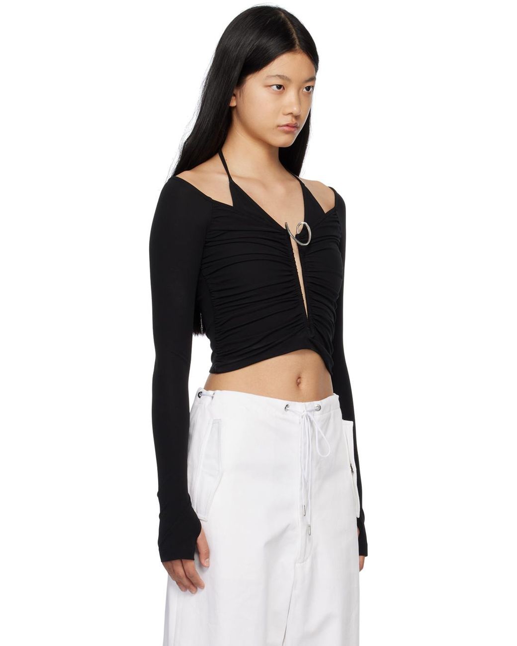 Dion Lee Black Mobius Layered Long-Sleeve Top