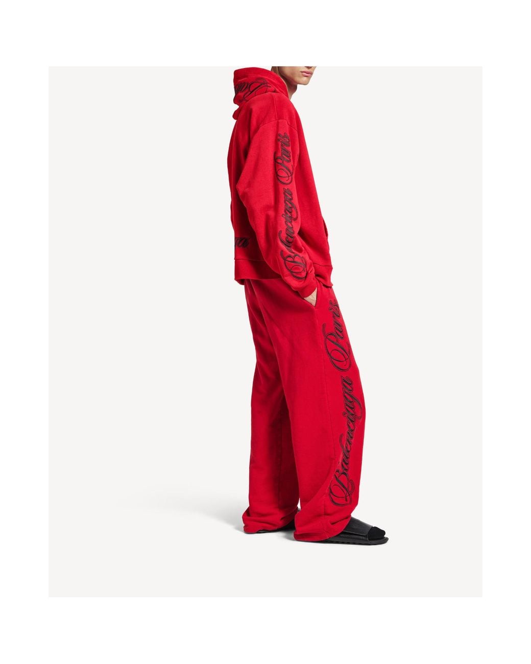 Balenciaga Red Cursive Oversized Hoodie for men