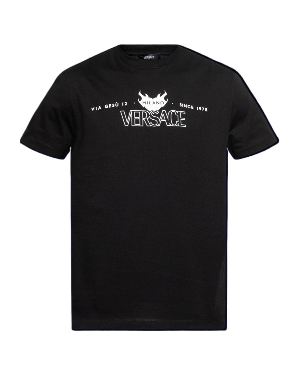 Versace Black T-Shirt With Print for men