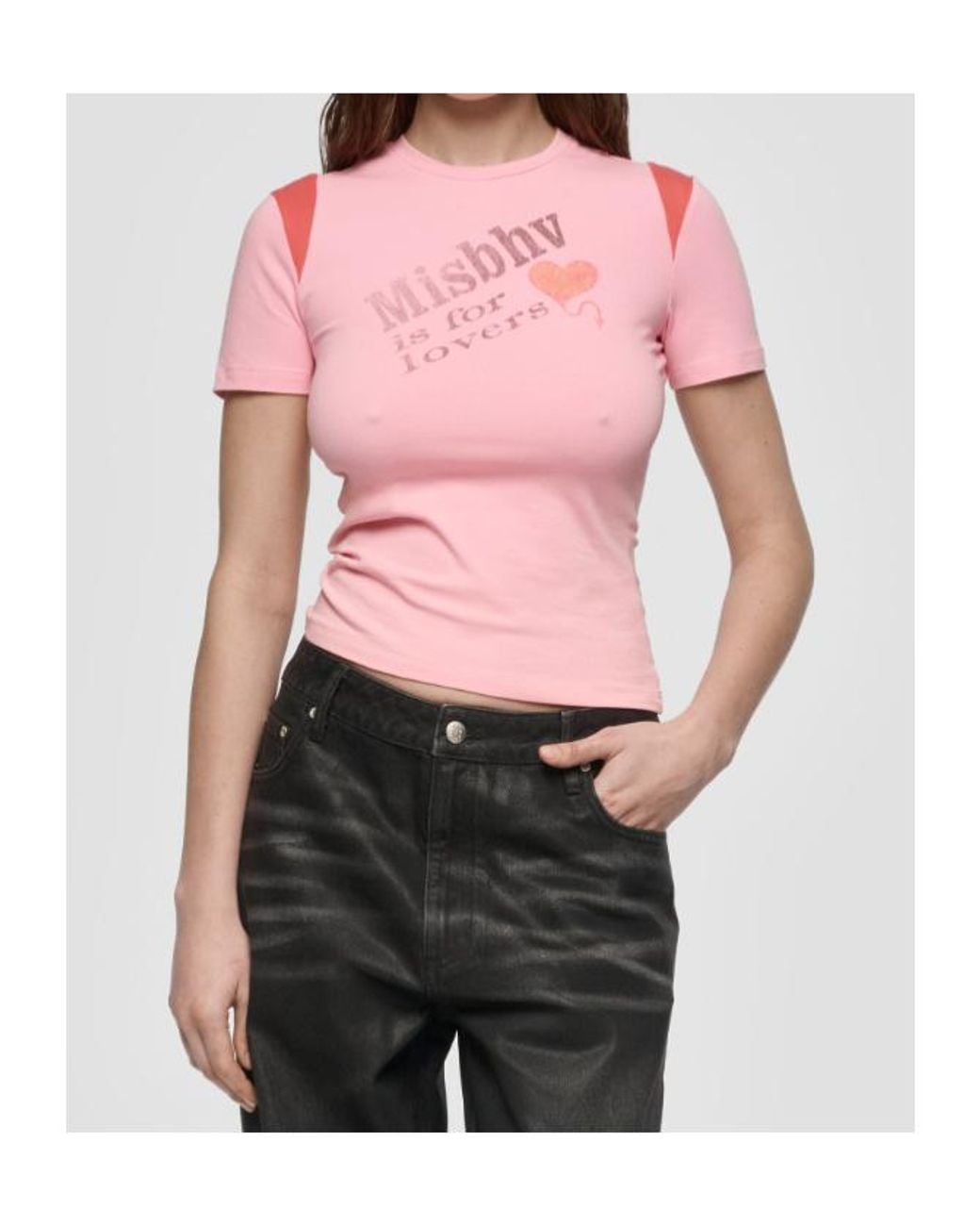 M I S B H V Pink Logo Fitted T-Shirt