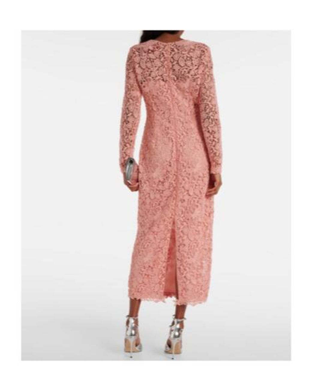 Carolina Herrera Pink Lace Midi Dress
