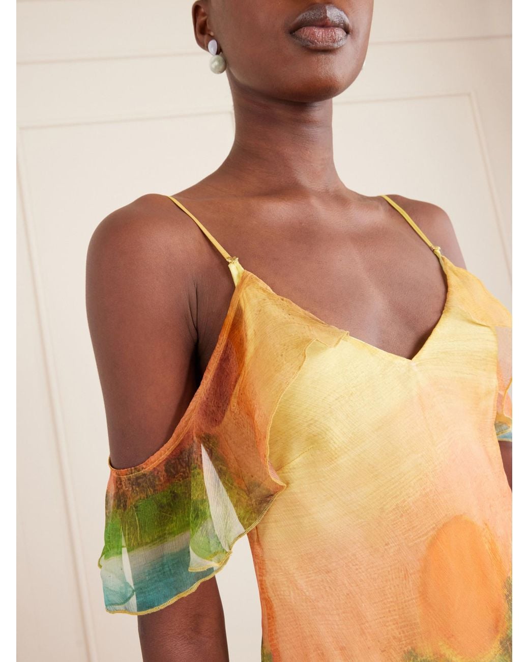 Donde Esteban Yellow V-Neck Halter Top