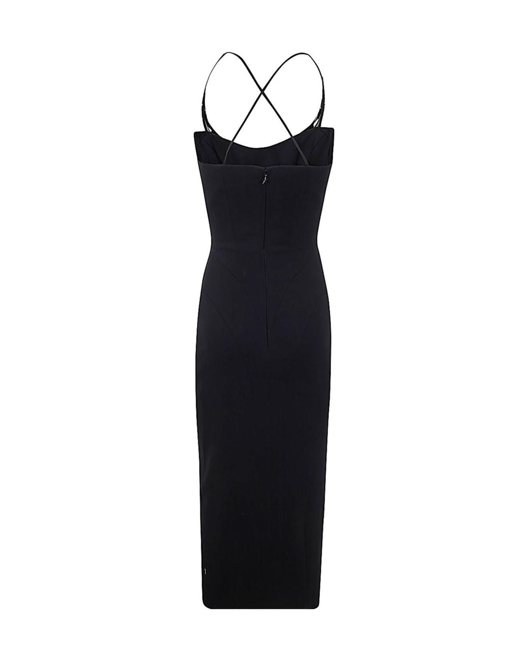 Mugler Black ミュグレー メタリックディテール スリットドレス
