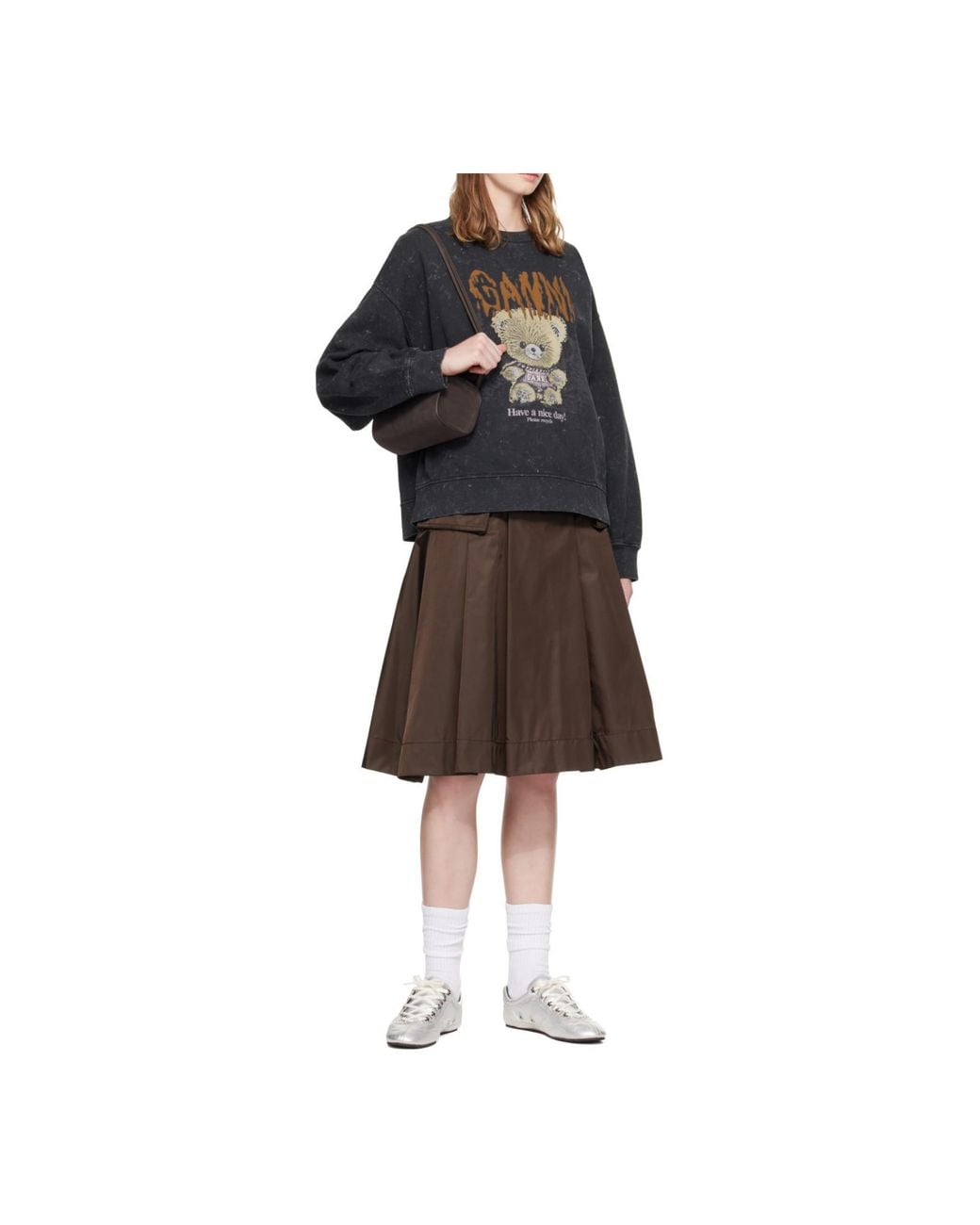 Ganni Black Isoli Oversized Teddy Sweatshirt