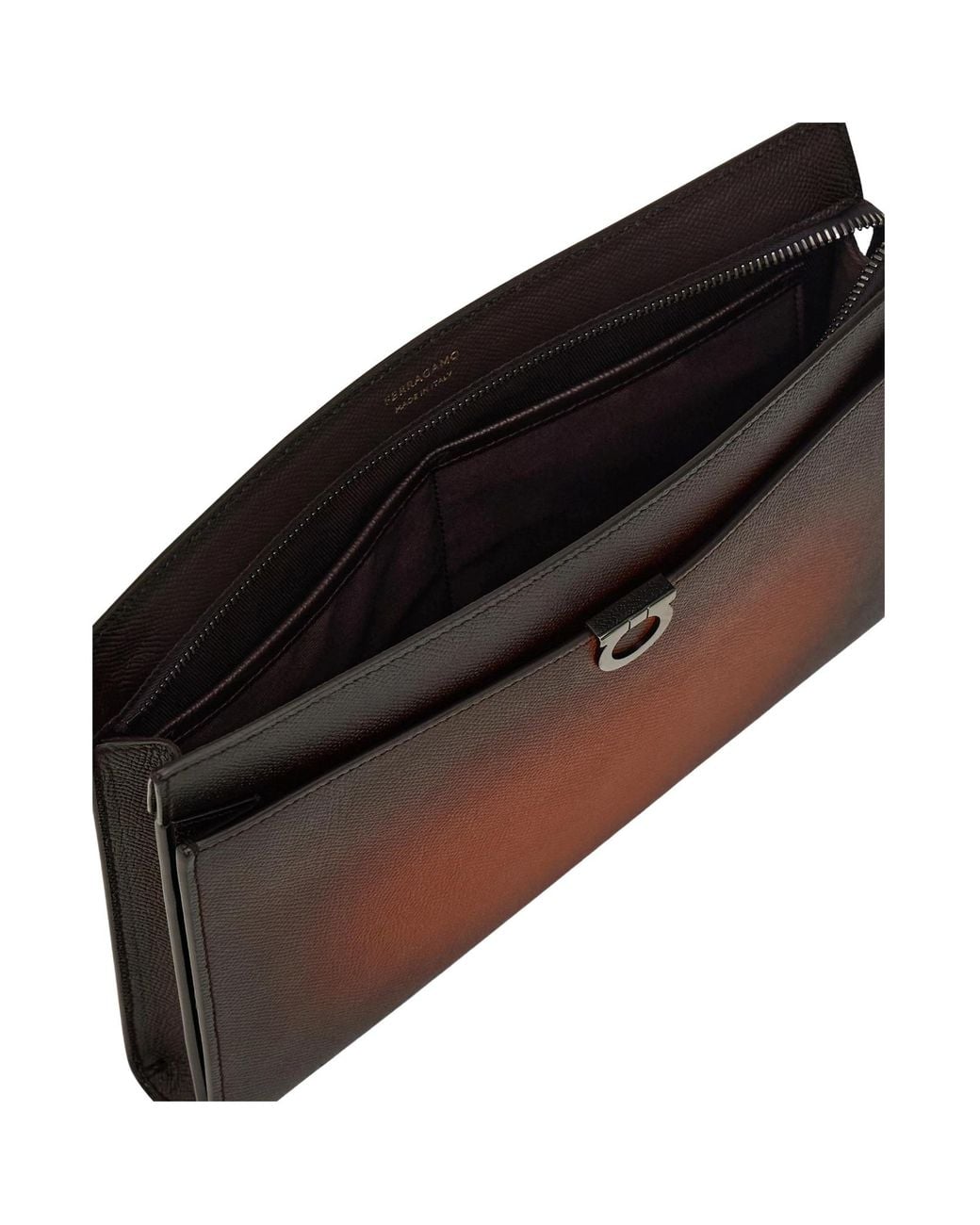 Ferragamo Brown Gancini Pouch for men