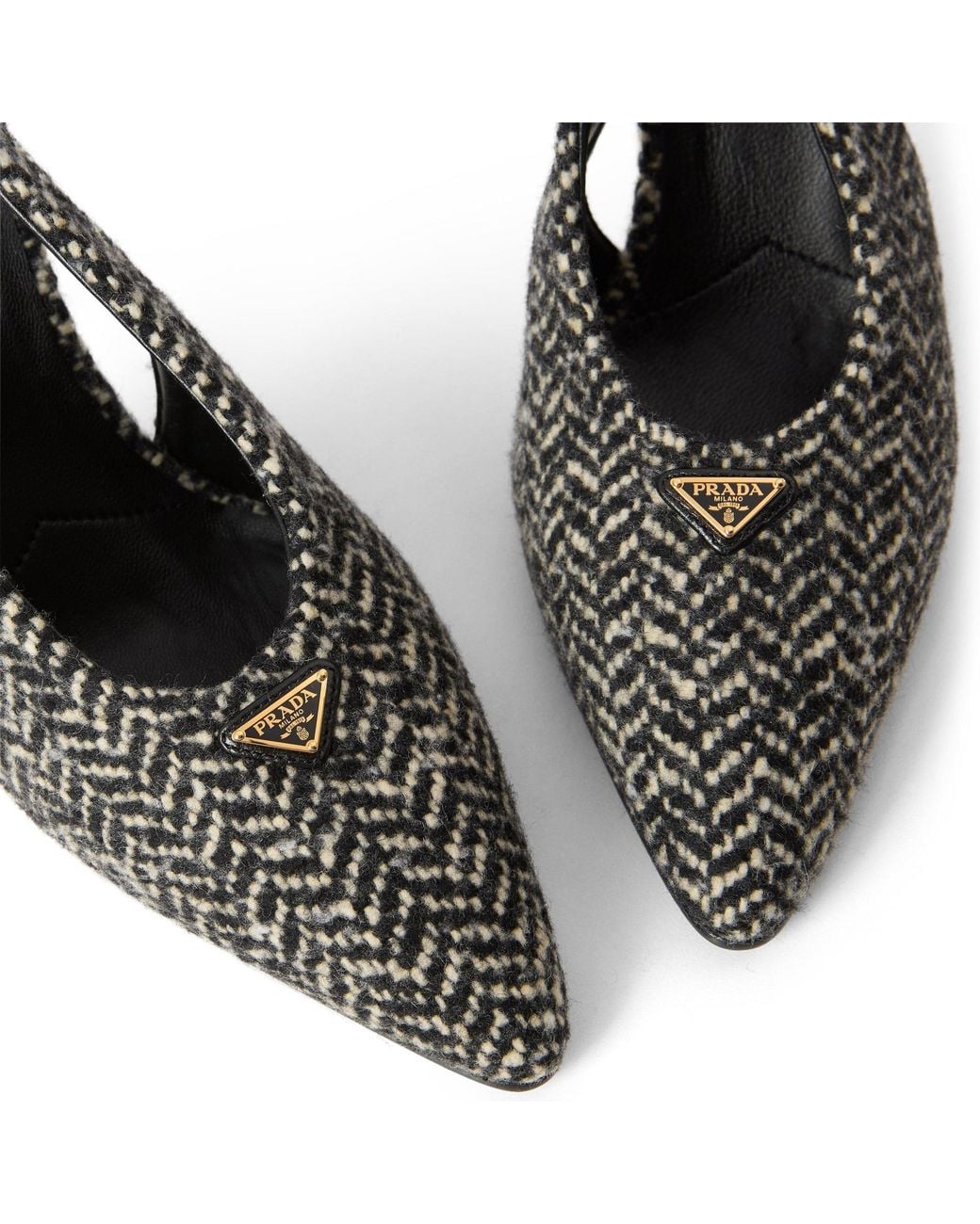 Prada Metallic Pointed Slingback Pumps