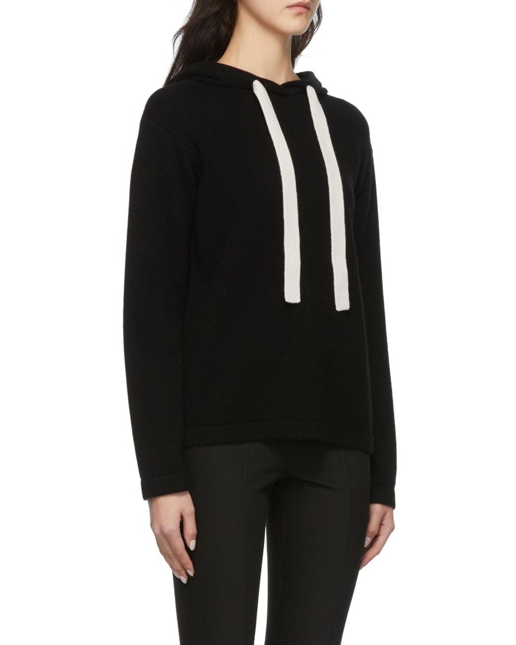 Max Mara Black Hooded Knit Pullover