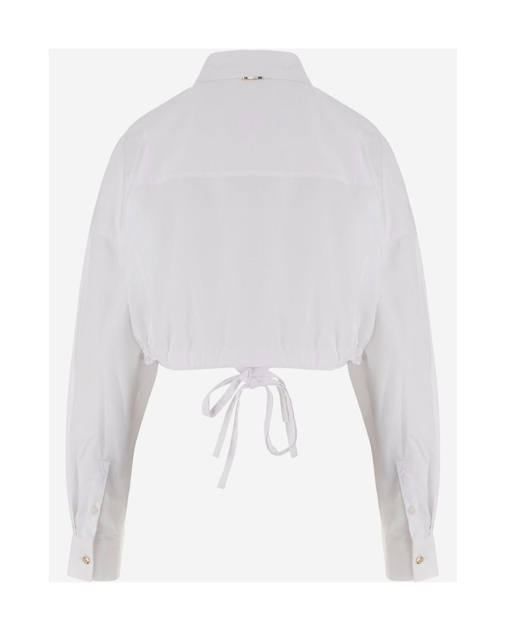 Just Cavalli White Drawstring Hem Cropped Shirt