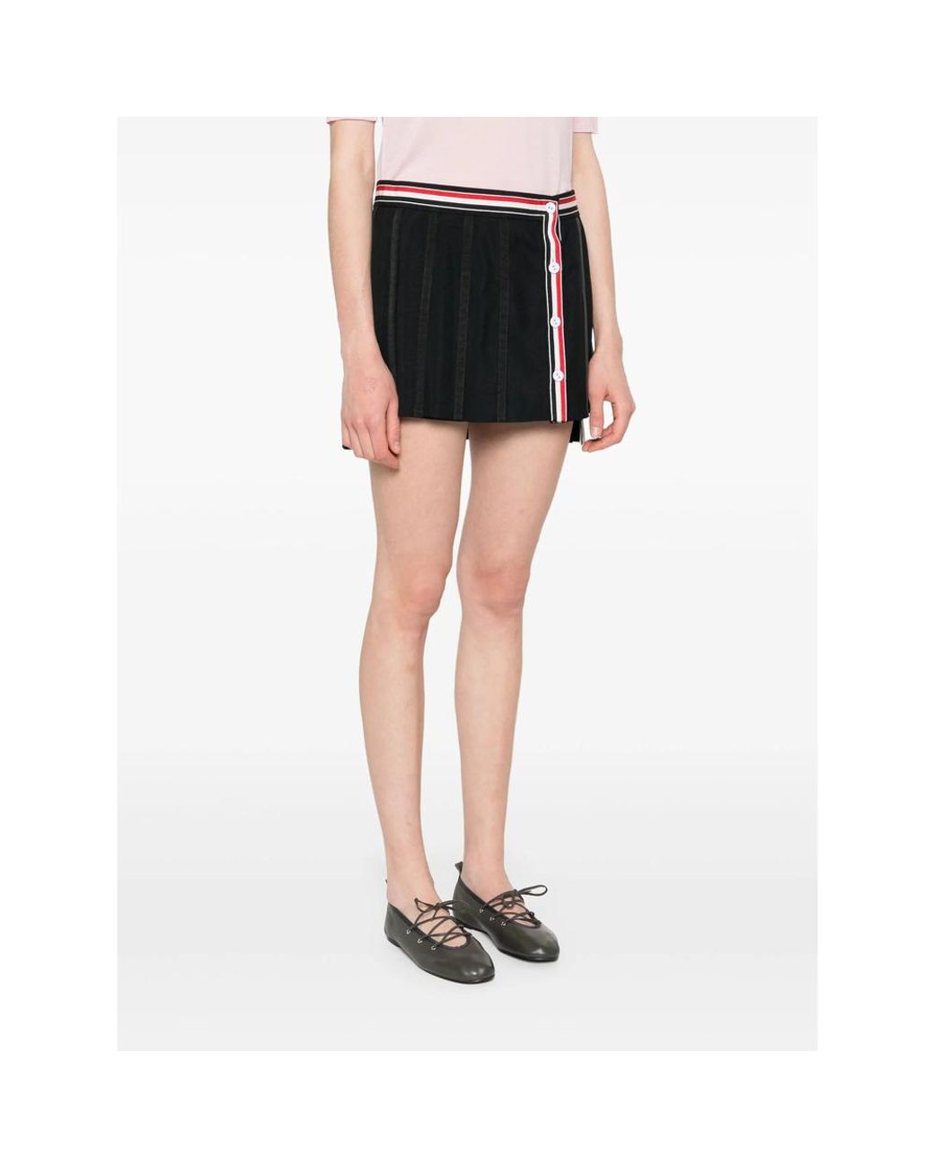 Thom Browne Black Pleated Thigh-Length Mini Skirt