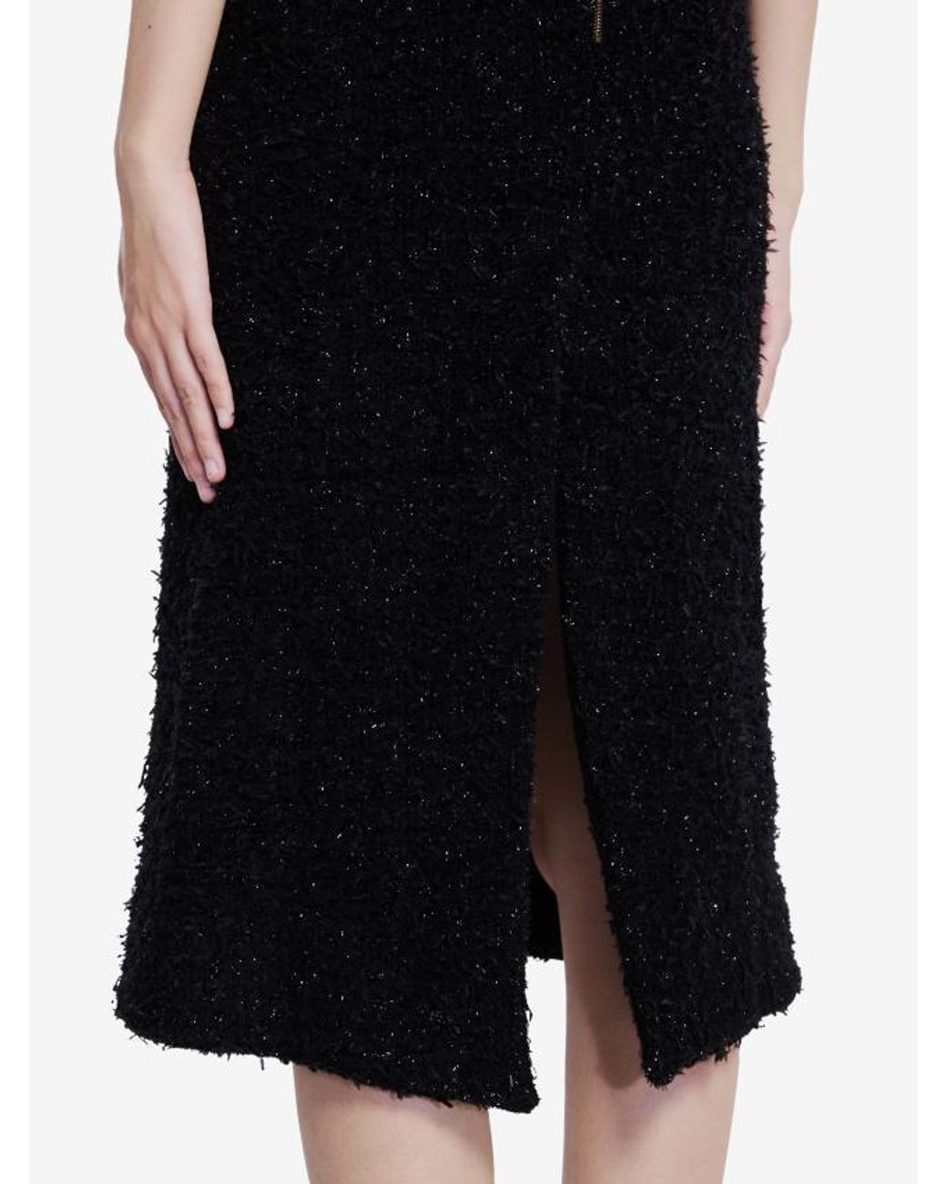 Balenciaga Black Tweed Midi Skirt