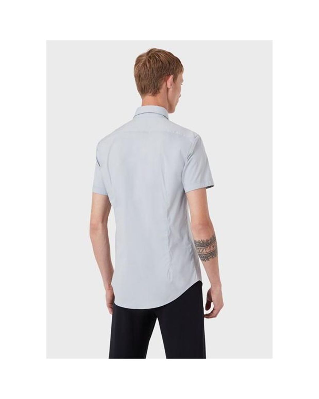 Emporio Armani Blue Lapel Shirt for men